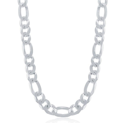 Sterling Silver 8.6mm Figaro Chain - Rhodium Plated - Johnny Dang & Co