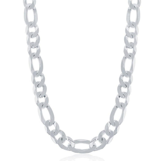 Sterling Silver 8.6mm Figaro Chain - Rhodium Plated - Johnny Dang & Co