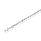 Sterling Silver Solid Diamond-Cut 3mm Rope Chain - Rhodium Plated - Johnny Dang & Co