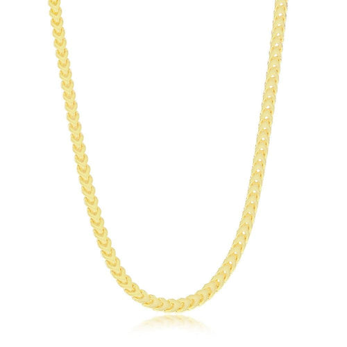 Sterling Silver 3mm Franco Chain (100 Gauge) - Gold Plated