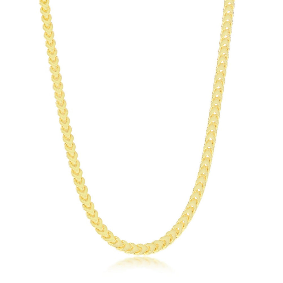 Sterling Silver 3mm Franco Chain (100 Gauge) - Gold Plated