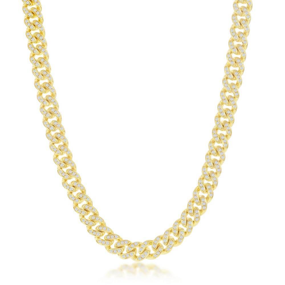 Sterling Silver Micro Pave CZ, 6.5mm Miami Cuban Chain - Gold Plated 22" 24" - Johnny Dang & Co
