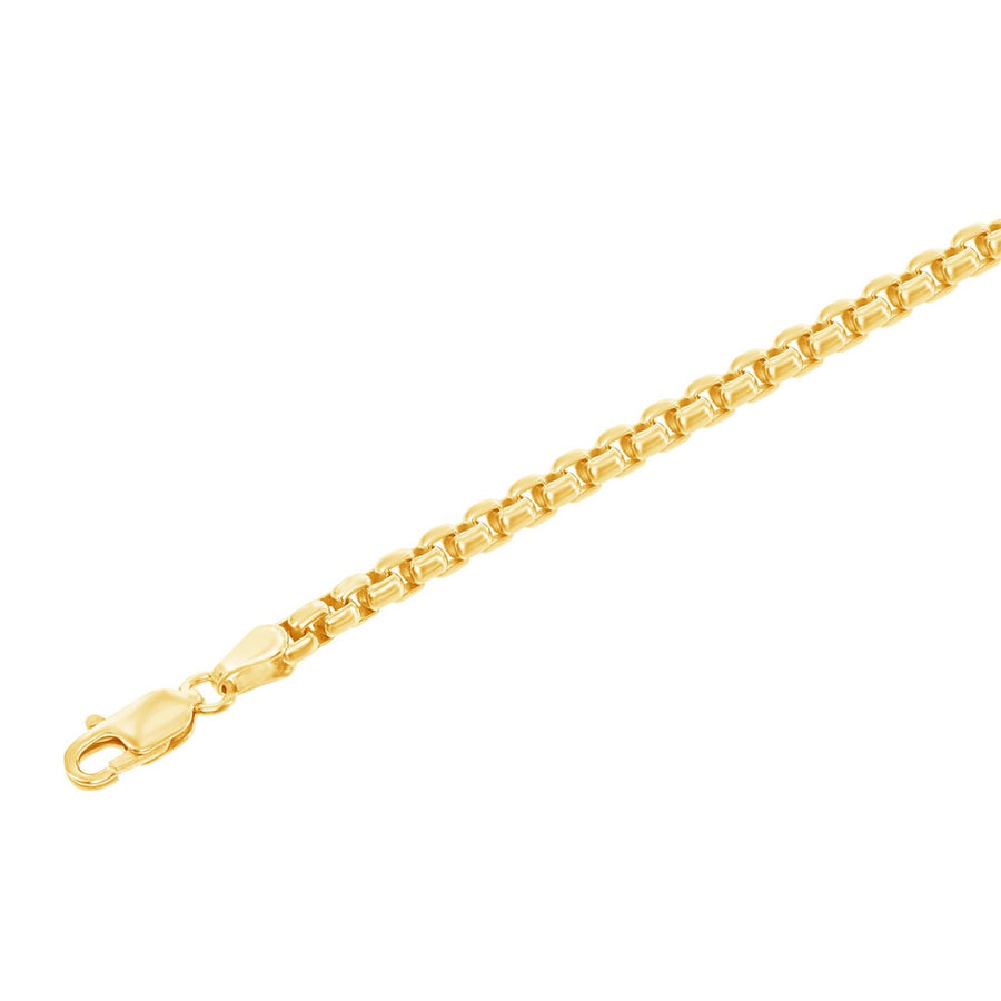 Sterling Silver 3mm Round Box Chain - Gold Plated