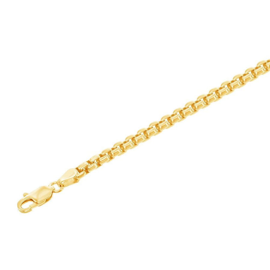 Sterling Silver 3mm Round Box Chain - Gold Plated - Johnny Dang & Co