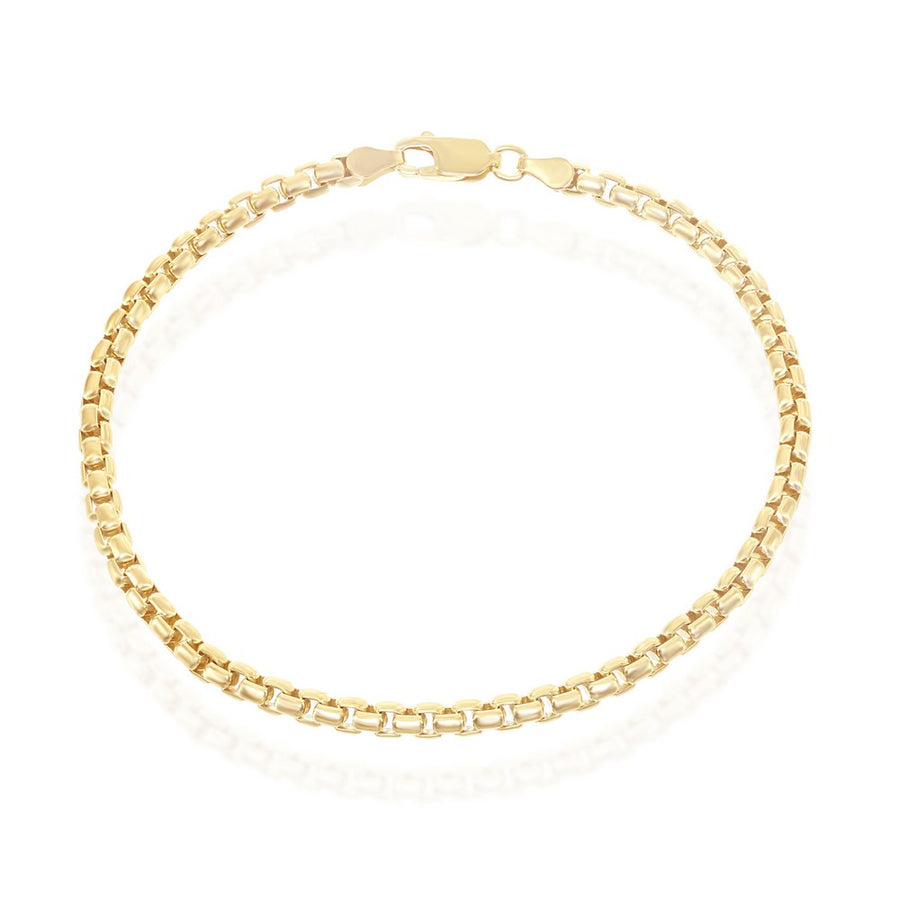 Sterling Silver 3mm Round Box Chain - Gold Plated