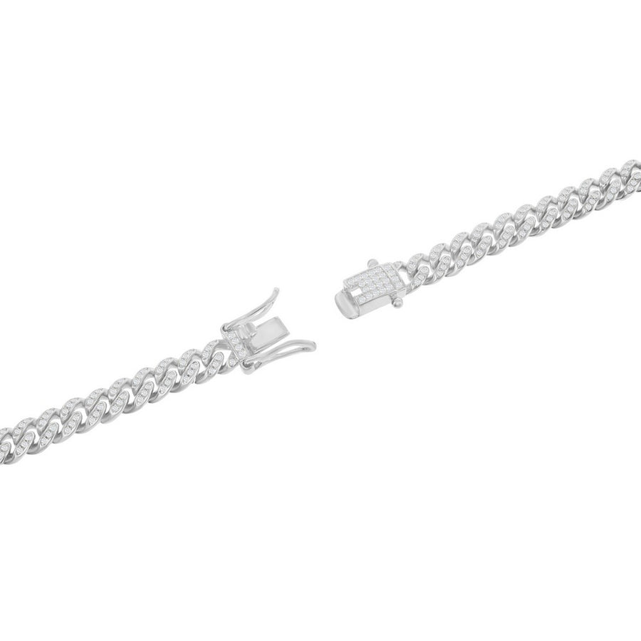 Sterling Silver Micro Pave CZ, 6mm Miami Cuban Bracelet - Rhodium Plated