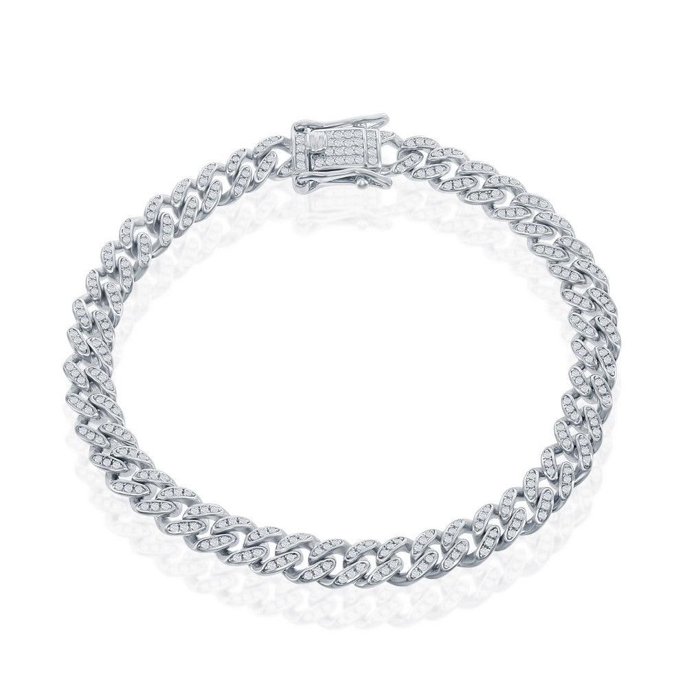 Sterling Silver Micro Pave CZ, 6mm Miami Cuban Bracelet - Rhodium Plated - Johnny Dang & Co