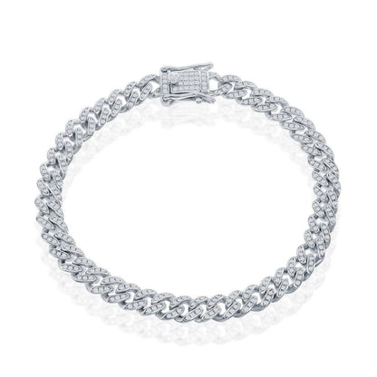 Sterling Silver Micro Pave CZ, 6mm Miami Cuban Bracelet - Rhodium Plated - Johnny Dang & Co