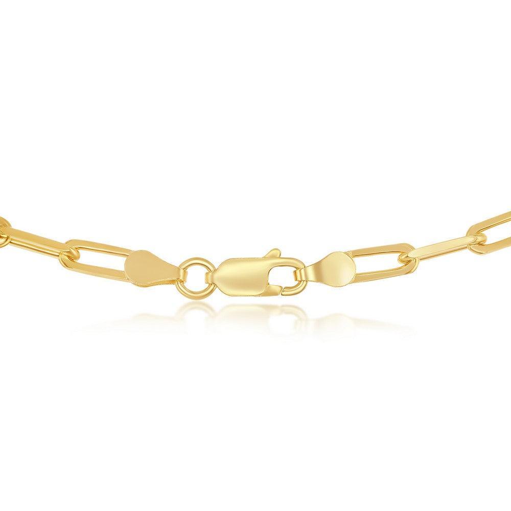 Sterling Silver 3.2mm Paper Clip Chain - Gold Plated - Johnny Dang & Co