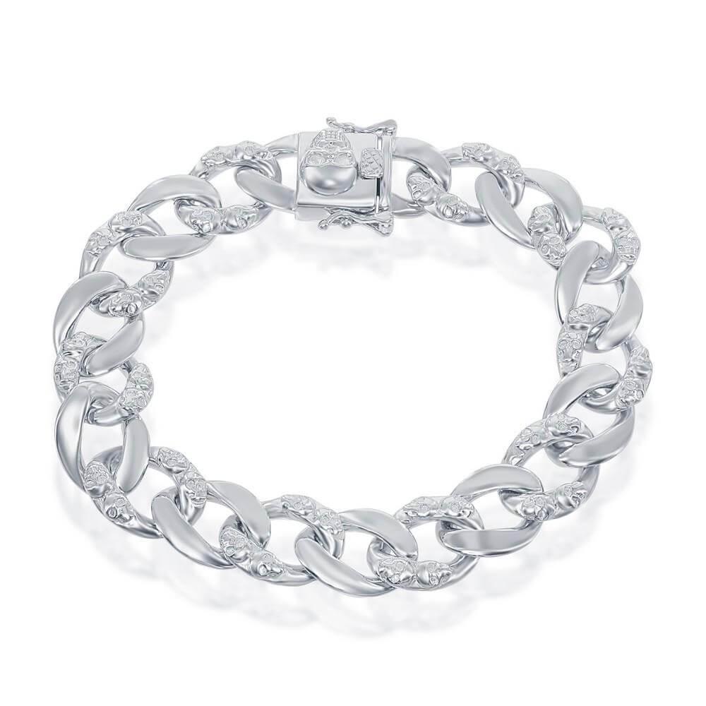 Sterling Silver 12mm Designed Cuban Chain - Skull - Johnny Dang & Co