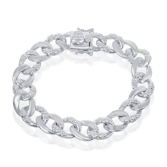 Sterling Silver 12mm Designed Cuban Chain - Skull - Johnny Dang & Co