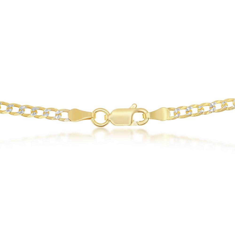 Sterling Silver 3mm Pave Cuban Chain - Gold Plated - Johnny Dang & Co