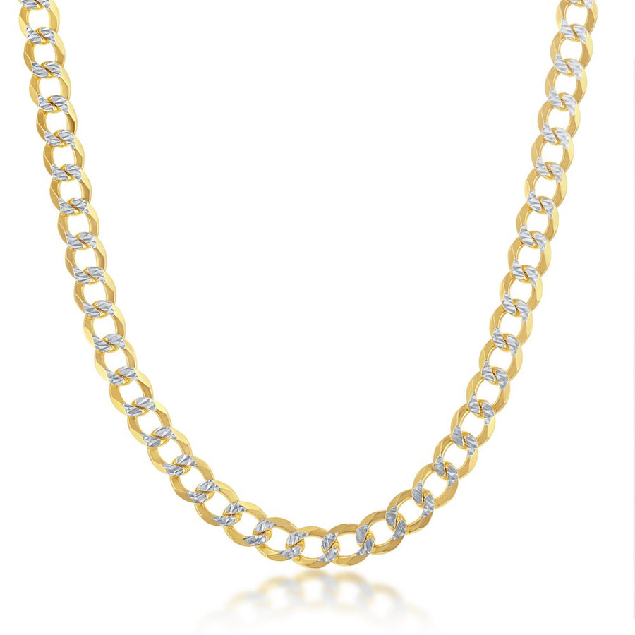 Sterling Silver 5mm Pave Cuban Chain - Gold Plated