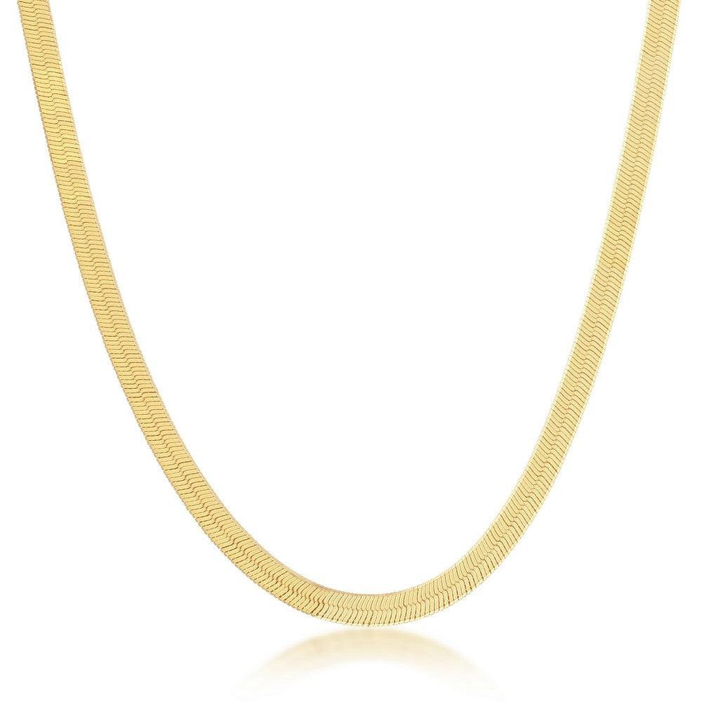 Sterling Silver 4mm Herringbone Chain - Gold Plated - Johnny Dang & Co