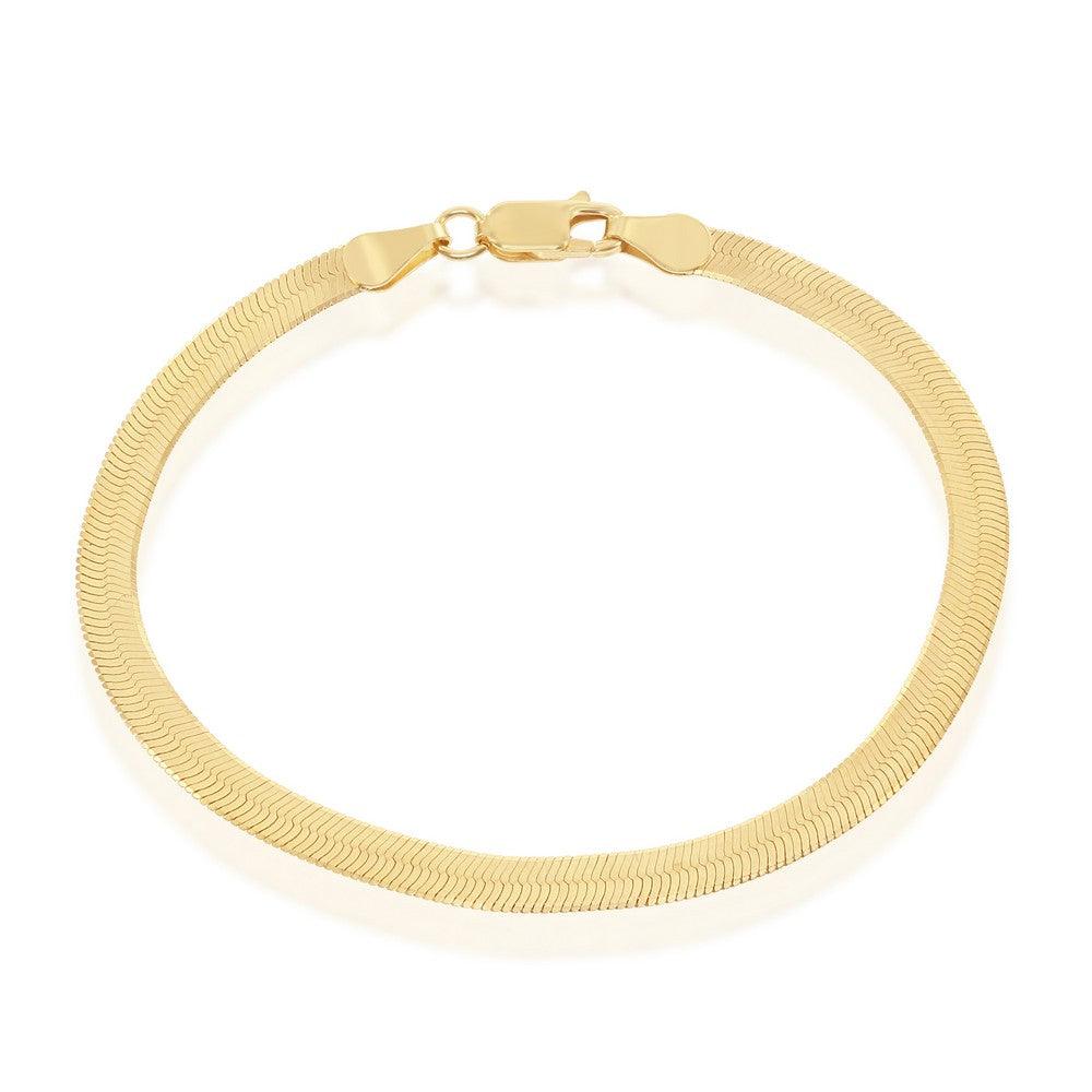 Sterling Silver 4mm Herringbone Chain - Gold Plated - Johnny Dang & Co