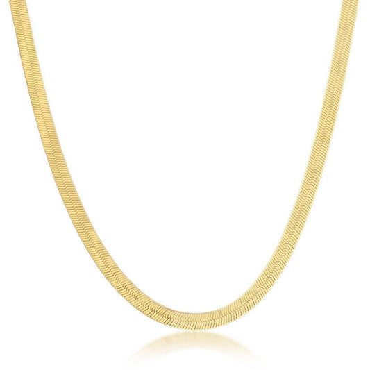Sterling Silver 4mm Herringbone Chain - Gold Plated - Johnny Dang & Co