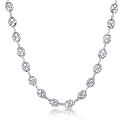Sterling Silver 6mm Puffed Marina Chain - Rhodium Plated - Johnny Dang & Co