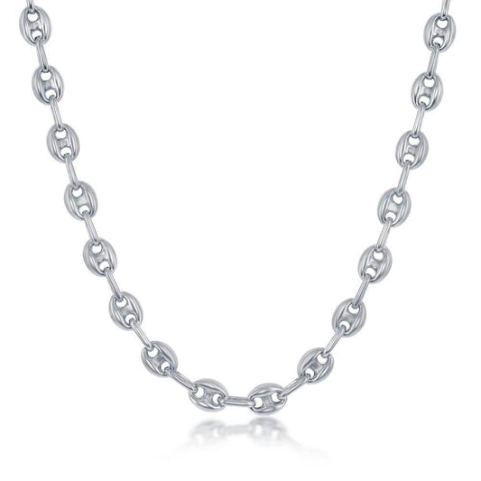 Sterling Silver 6mm Puffed Marina Chain - Rhodium Plated - Johnny Dang & Co