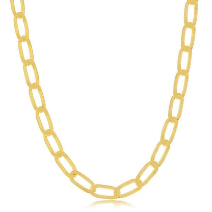 Sterling Silver 6MM Flat Paperclip Chain - Gold Plated 16" - Johnny Dang & Co