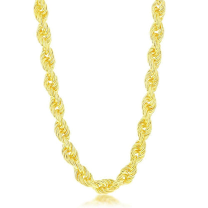 Sterling Silver 9.5mm Loose Rope With CZ Statement Lock Necklace 22" - Johnny Dang & Co