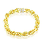 Sterling Silver 11mm Loose Rope With CZ Statement Lock Bracelet - Johnny Dang & Co