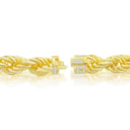 Sterling Silver 11mm Loose Rope With CZ Statement Lock Bracelet - Johnny Dang & Co