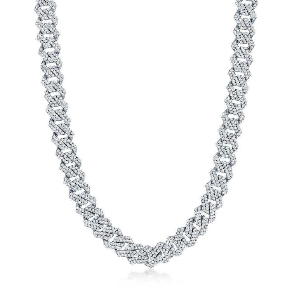Sterling Silver 9mm Micro Pave Monaco Chain - Johnny Dang & Co