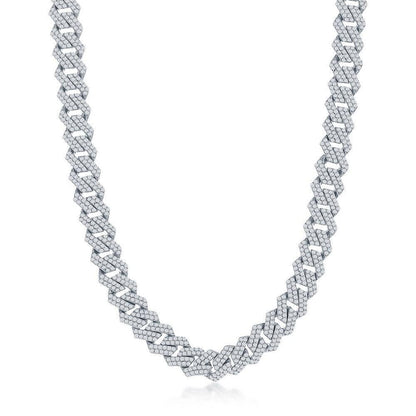 Sterling Silver 9mm Micro Pave Monaco Chain - Johnny Dang & Co