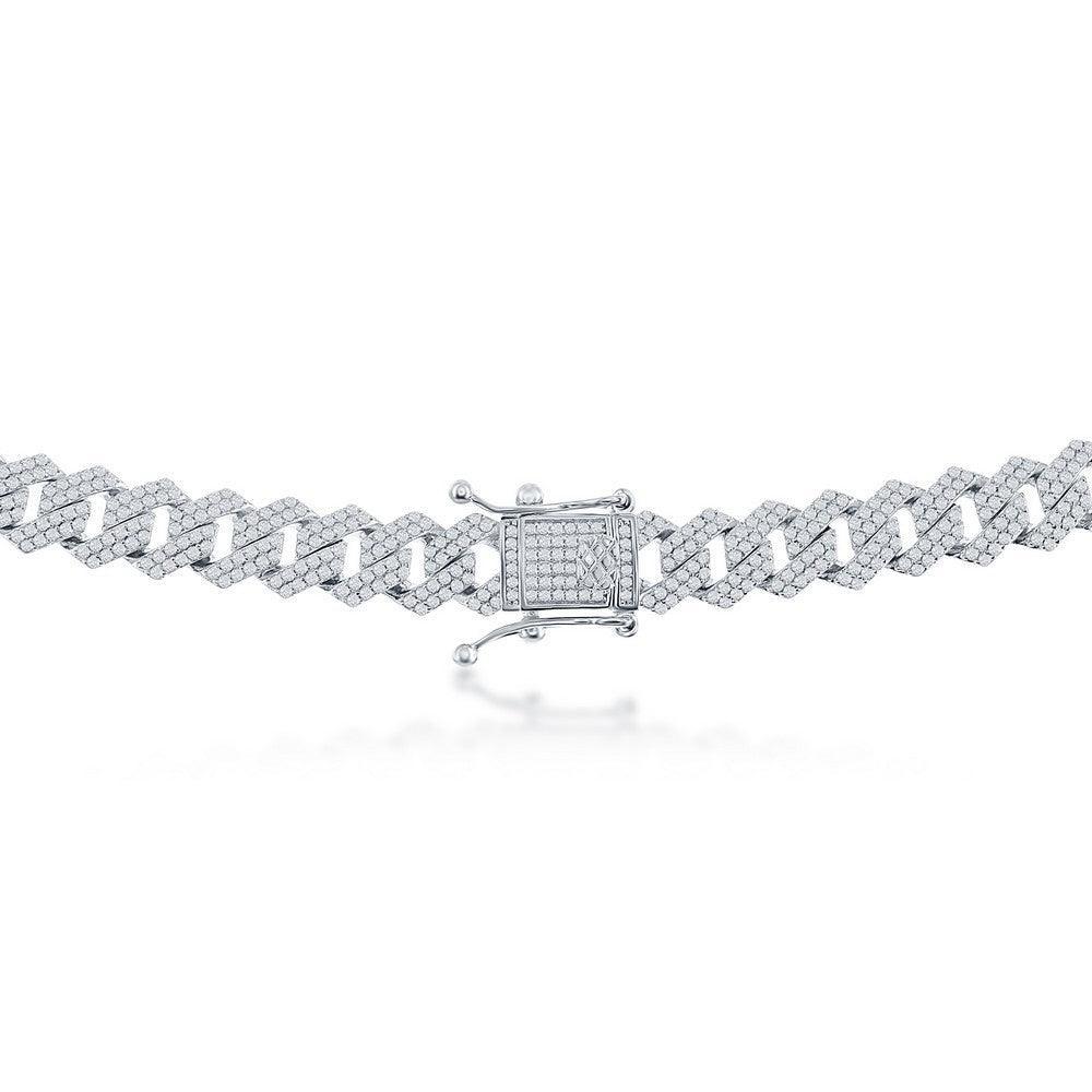Sterling Silver 8mm Micro Pave Monaco Chain - Johnny Dang & Co
