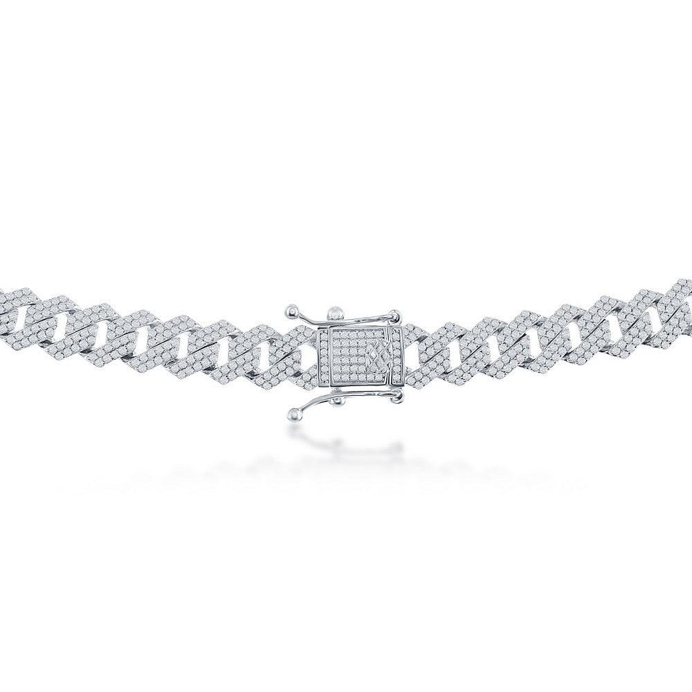 Sterling Silver 9mm Micro Pave Monaco Chain - Johnny Dang & Co