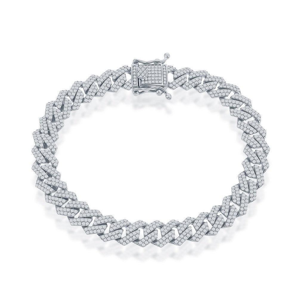 Sterling Silver 8mm Micro Pave Monaco Chain - Johnny Dang & Co