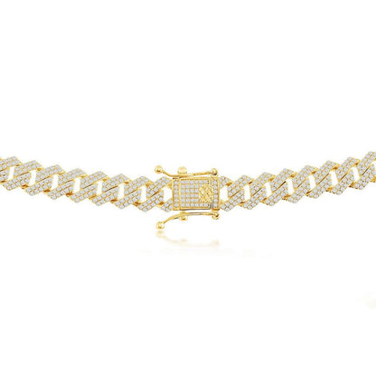 Sterling Silver 8mm Micro Pave Monaco Chain - Gold Plated - Johnny Dang & Co