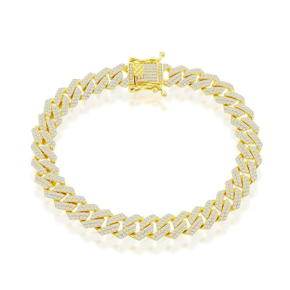 Sterling Silver 8mm Micro Pave Monaco Bracelet - Gold Plated 8" - Johnny Dang & Co