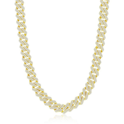 Sterling Silver 8mm Micro Pave Monaco Chain - Gold Plated - Johnny Dang & Co