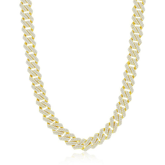 Sterling Silver 8mm Micro Pave Monaco Chain - Gold Plated - Johnny Dang & Co
