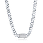 Sterling Silver 9mm Monaco Chain w/Micro Pave CZ Lock - Johnny Dang & Co