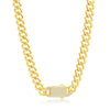 Sterling Silver 9mm Monaco Chain With Micro Pave CZ Lock - Gold Plated - Johnny Dang & Co