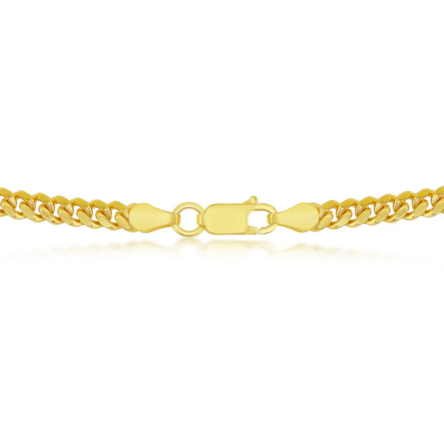 Sterling Silver 4mm 'Solid' Miami Cuban Chain - Gold Plated