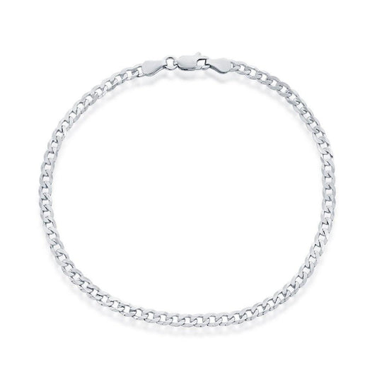 Sterling Silver 3.5mm Cuban Anklet - Rhodium Plated - Johnny Dang & Co