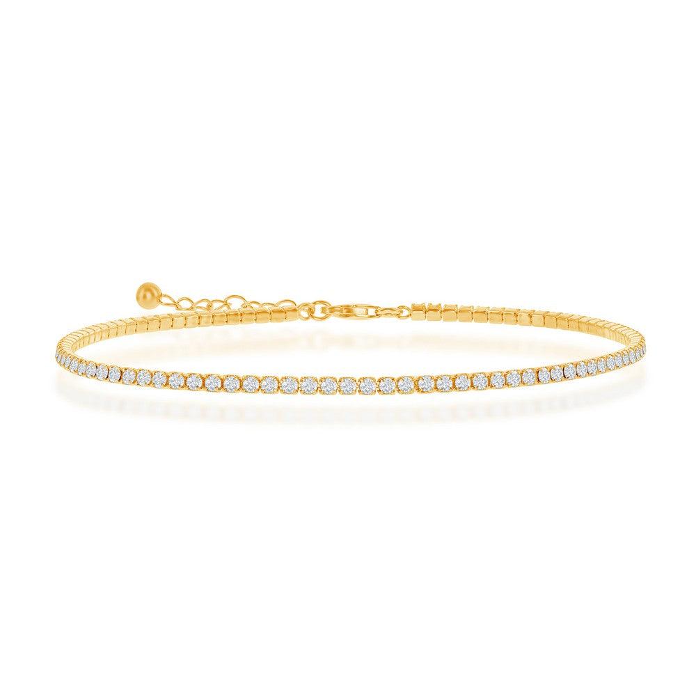 Sterling Silver Infinity & Cross Tennis Anklet - Gold Plated - Johnny Dang & Co