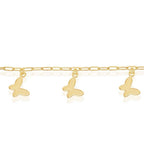 Sterling Silver Butterfly Charms Paperclip Anklet - Gold Plated - Johnny Dang & Co