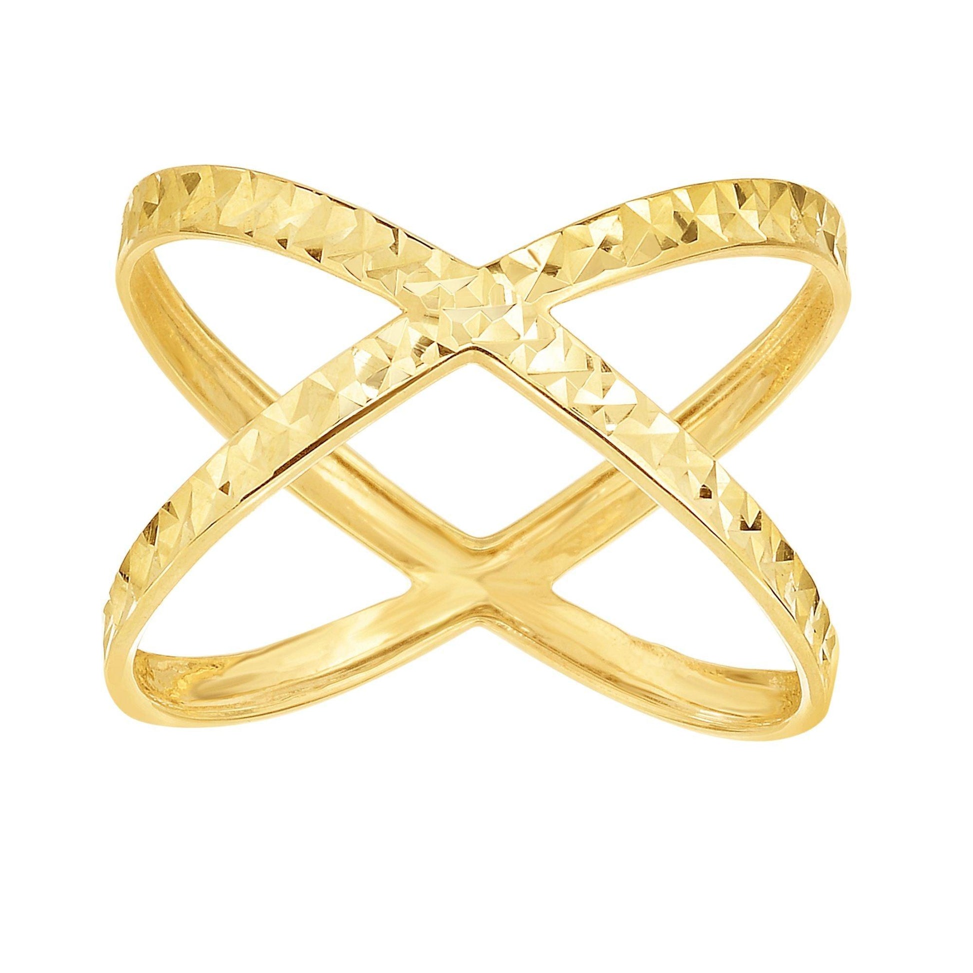 14K Gold Diamond Cut CrissCross Ring - Johnny Dang & Co