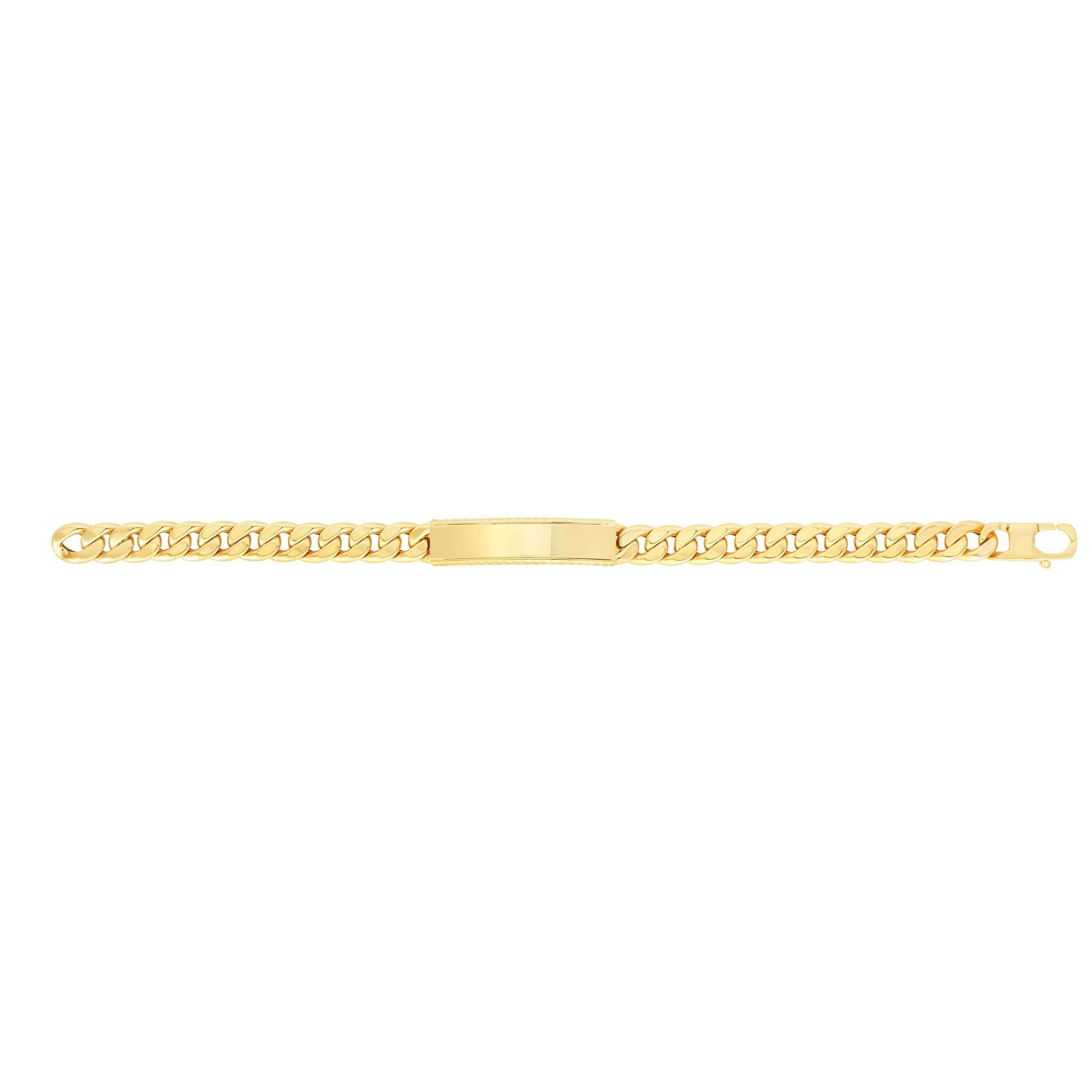 14kt Gold 8 inches Yellow Finish 9.5x47mm(CE).8.4mm(Ch) Polished ID Bracelet with Lobster Clasp - Johnny Dang & Co