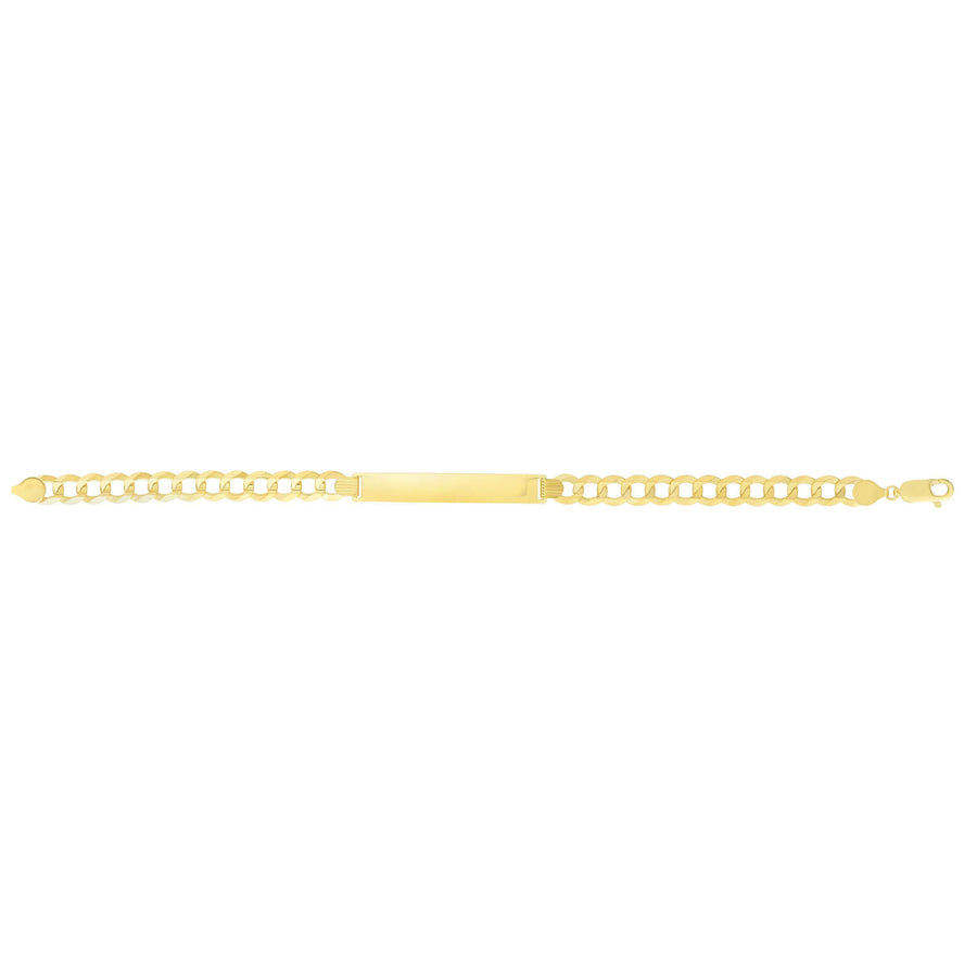 14kt Gold 8.5 inches Yellow Finish 6.7x45.7mm(CE),7.07mm(Ch) Polished Curb ID Bracelet with Lobster Clasp