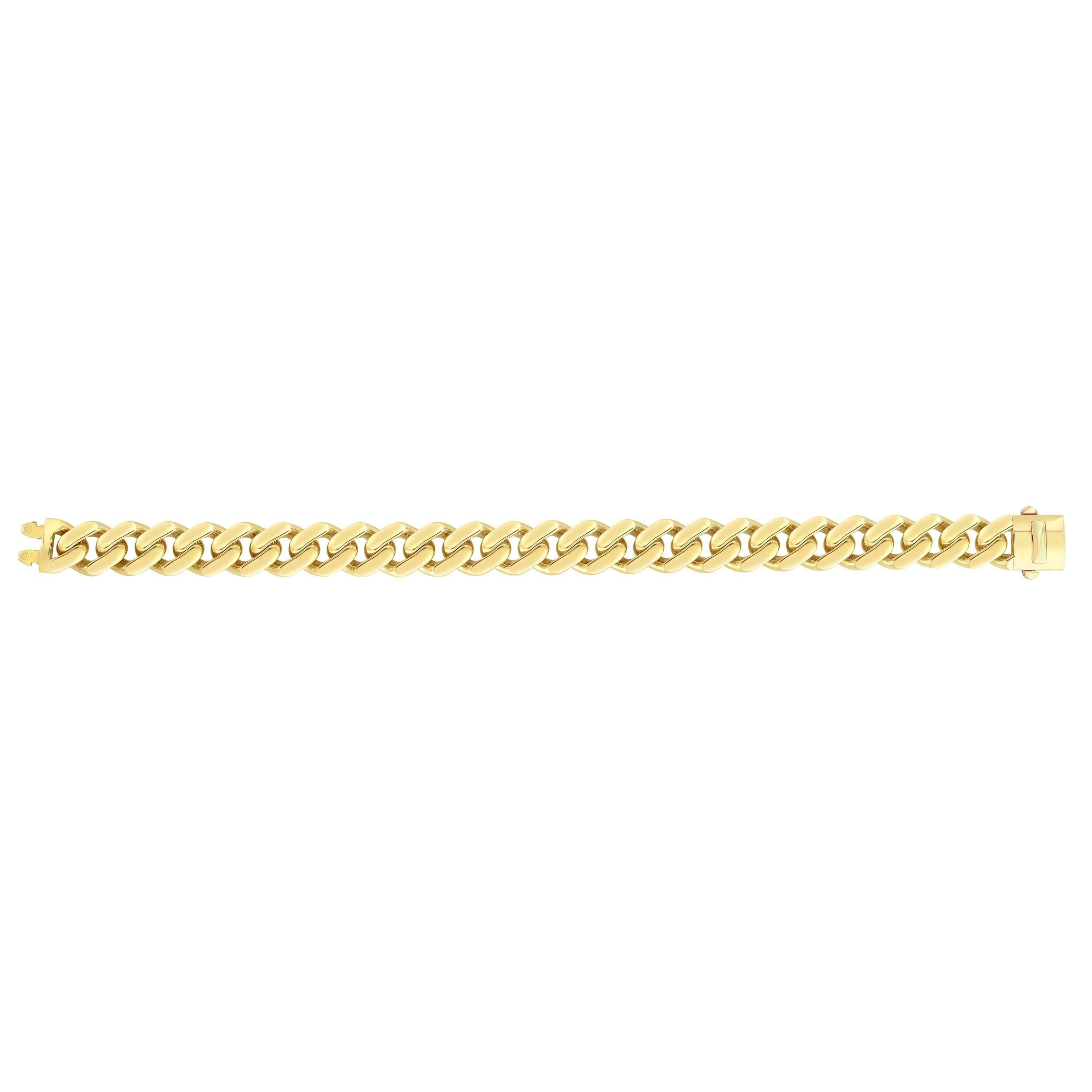 14kt Gold 22 inches Yellow Finish 11.3mm Polished Curb Link Chain with Box with Both Side Push Clasp - Johnny Dang & Co