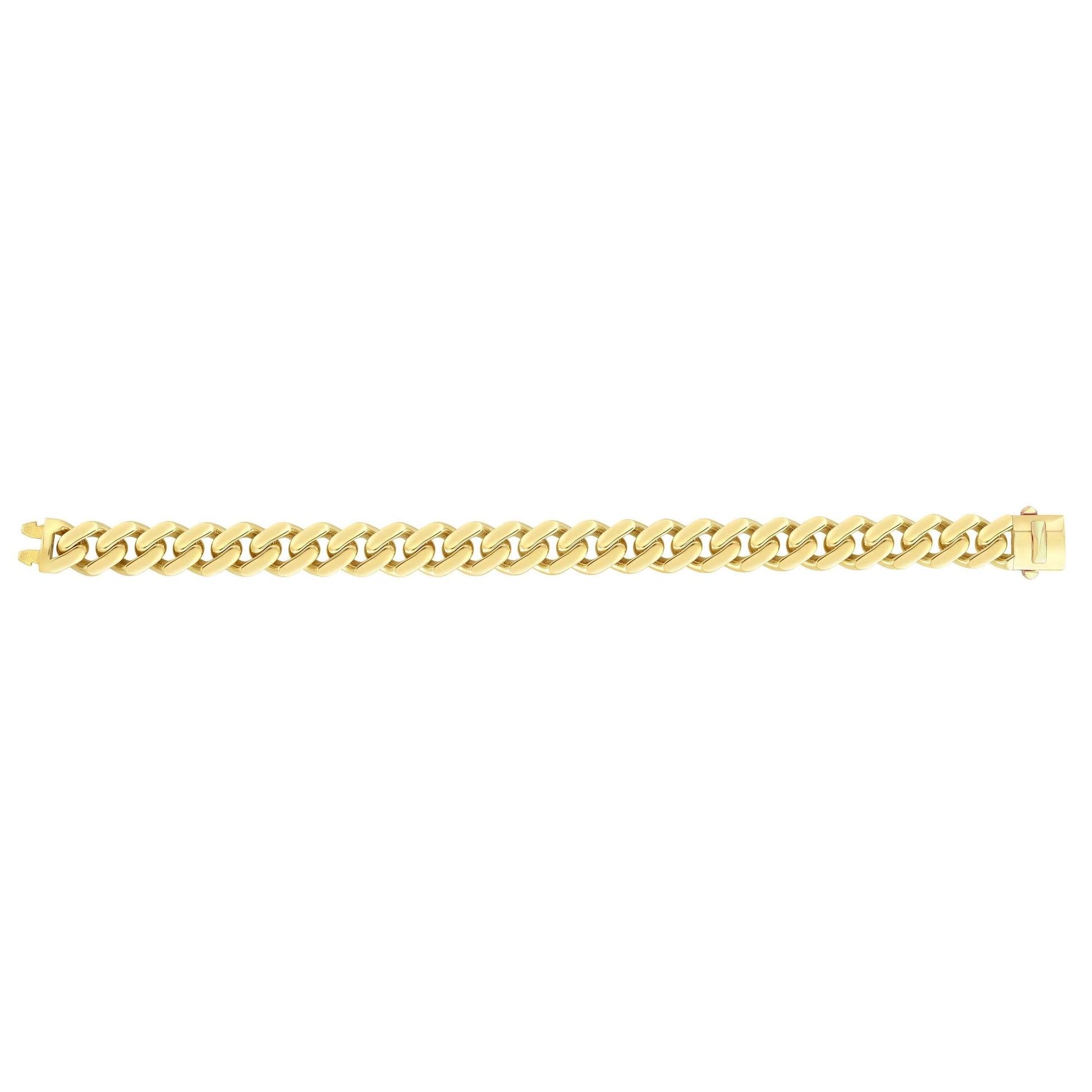 14kt Gold 7 inches Yellow Finish 11.3mm Polished Curb Link Bracelet with Box with Both Side Push Clasp - Johnny Dang & Co