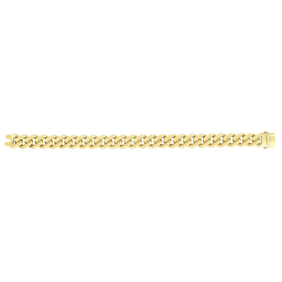 14kt Gold 7 inches Yellow Finish 11.3mm Polished Curb Link Bracelet with Box with Both Side Push Clasp