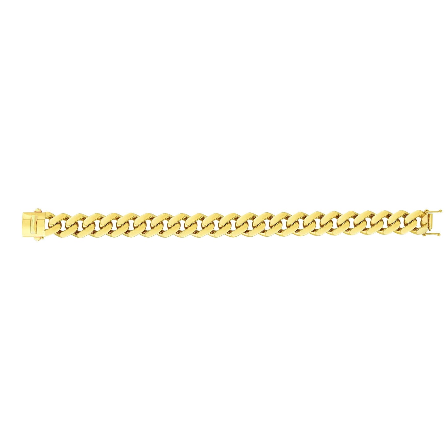 14kt Gold 24 inches Yellow Finish 13.5mm Polished Curb Link Chain with Box with Both Side Push Clasp - Johnny Dang & Co