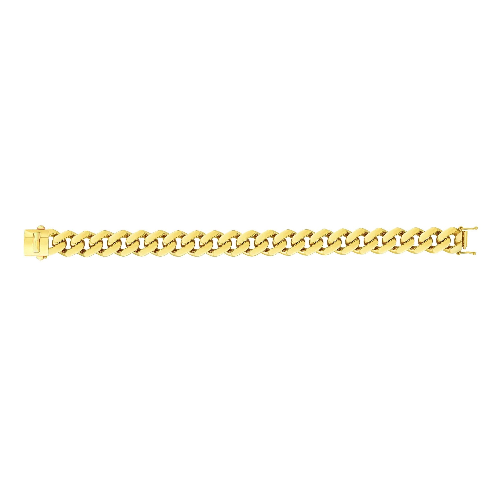14kt Gold 8.5 inches Yellow Finish 13.5mm Polished Curb Link Bracelet with Box with Both Side Push Clasp - Johnny Dang & Co