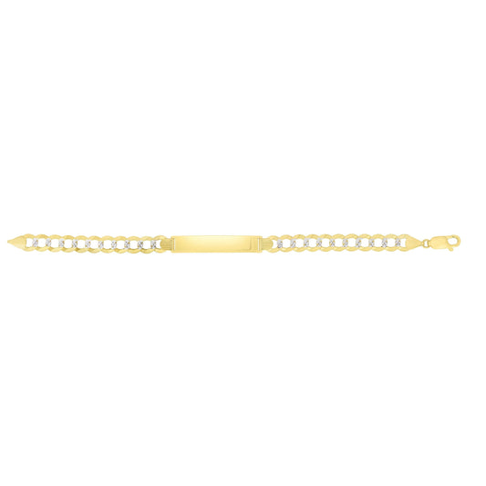 14kt Gold 8.5 inches Yellow Finish 10mm Pave Curb ID Bracelet with Lobster Clasp - Johnny Dang & Co